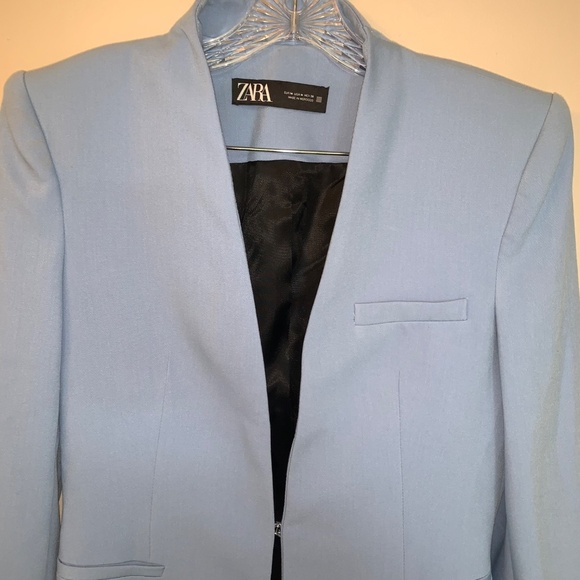 Zara Bloggers Fav Lapelless Fitted Blazer Blue M - Picture 5 of 16